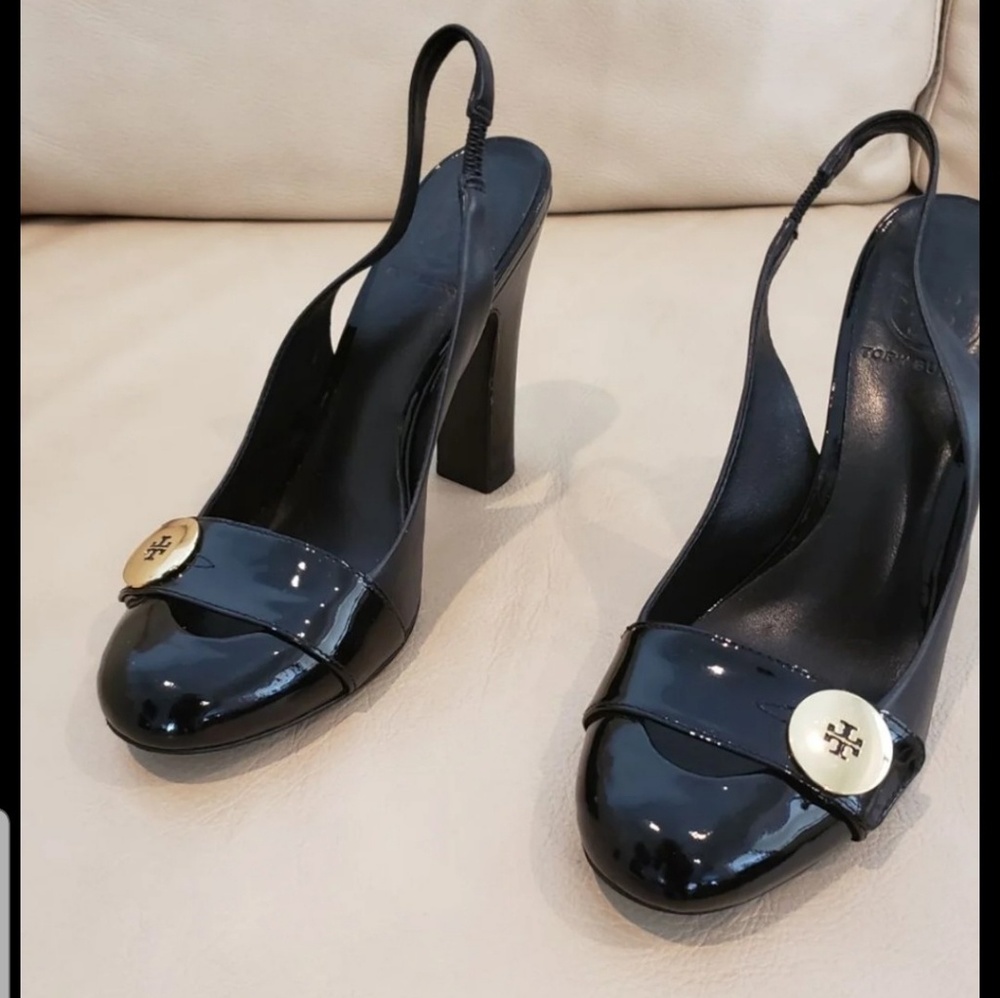 Patten leather Slip heeled